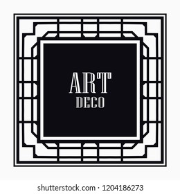 Art Deco black ornamental decorative frame. Vintage ornate border