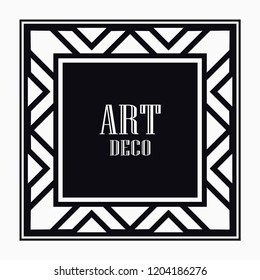 Art Deco black ornamental decorative frame. Vintage ornate border