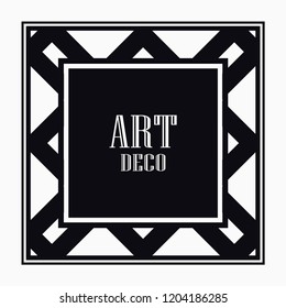 Art Deco black ornamental decorative frame. Vintage ornate border