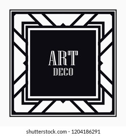 Art Deco black ornamental decorative frame. Vintage ornate border