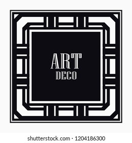 Art Deco black ornamental decorative frame. Vintage ornate border