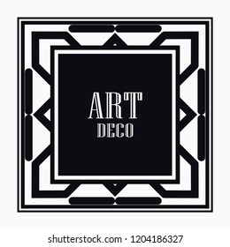 Art Deco black ornamental decorative frame. Vintage ornate border