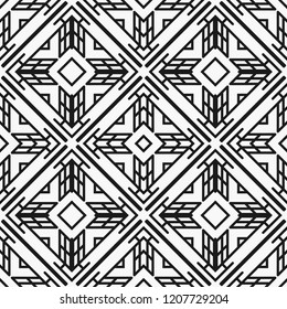 Art deco black and white texture. Seamless geometric pattern
