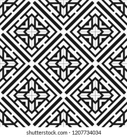 Art deco black and white texture. Seamless geometric pattern