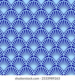 Patrón transparente azul art déco. Textura decorativa geométrica. Vector de fondo vintage.