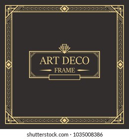 Art deco border and frame. Creative template in style of 1920s for your design. Vector illustration. EPS 10