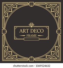 Art deco border and frame. Creative template in style of 1920s for your design. Vector illustration. EPS 10