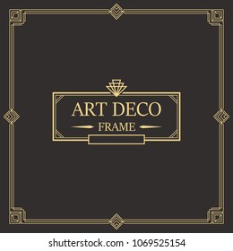 Art deco border and frame. Creative template in style of 1920s for your design. Vector illustration. EPS 10