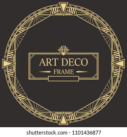 Art deco border and frame. Creative template in style of 1920s for your design. Vector illustration. EPS 10