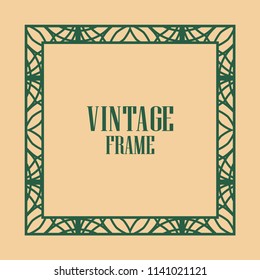 Art deco border and frame. Creative template in style of 1920s for your design. Vector illustration. EPS 10