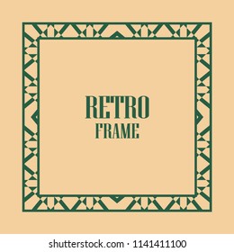 Art deco border and frame. Creative template in style of 1920s for your design. Vector illustration. EPS 10