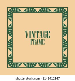 Art deco border and frame. Creative template in style of 1920s for your design. Vector illustration. EPS 10