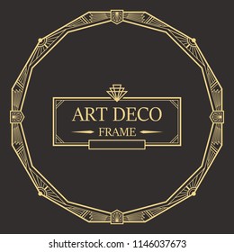 Art deco border and frame. Creative template in style of 1920s for your design. Vector illustration. EPS 10