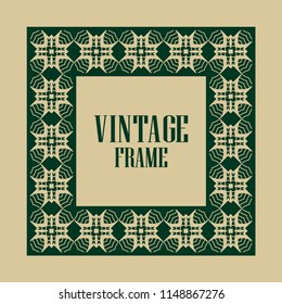Art deco border and frame. Creative template in style of 1920s for your design. Vector illustration. Vintage retro invitation. EPS 10