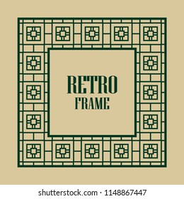 Art deco border and frame. Creative template in style of 1920s for your design. Vector illustration. Vintage retro invitation. EPS 10