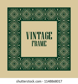 Art deco border and frame. Creative template in style of 1920s for your design. Vector illustration. Vintage retro invitation. EPS 10