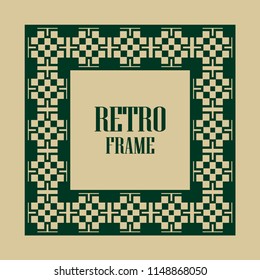 Art deco border and frame. Creative template in style of 1920s for your design. Vector illustration. Vintage retro invitation. EPS 10