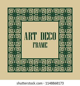 Art deco border and frame. Creative template in style of 1920s for your design. Vector illustration. Vintage retro invitation. EPS 10