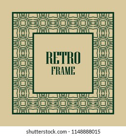 Art deco border and frame. Creative template in style of 1920s for your design. Vector illustration. Vintage retro invitation. EPS 10