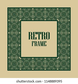 Art deco border and frame. Creative template in style of 1920s for your design. Vector illustration. Vintage retro invitation. EPS 10