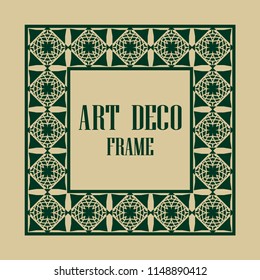 Art deco border and frame. Creative template in style of 1920s for your design. Vector illustration. Vintage retro invitation. EPS 10