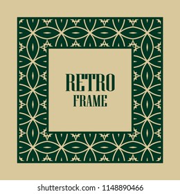 Art deco border and frame. Creative template in style of 1920s for your design. Vector illustration. Vintage retro invitation. EPS 10