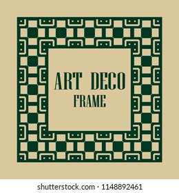 Art deco border and frame. Creative template in style of 1920s for your design. Vector illustration. Vintage retro invitation. EPS 10