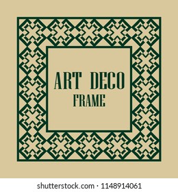Art deco border and frame. Creative template in style of 1920s for your design. Vector illustration. Vintage retro invitation. EPS 10