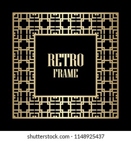 Art deco border and frame. Creative template in style of 1920s for your design. Vector illustration. Vintage retro invitation. EPS 10