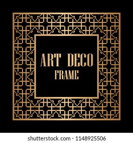 Art deco border and frame. Creative template in style of 1920s for your design. Vector illustration. Vintage retro invitation. EPS 10