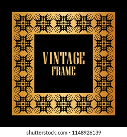 Art deco border and frame. Creative template in style of 1920s for your design. Vector illustration. Vintage retro invitation. EPS 10
