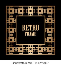 Art deco border and frame. Creative template in style of 1920s for your design. Vector illustration. Vintage retro invitation. EPS 10