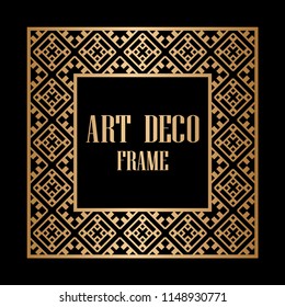 Art deco border and frame. Creative template in style of 1920s for your design. Vector illustration. Vintage retro invitation. EPS 10