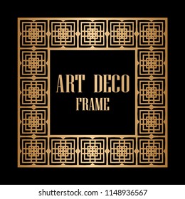 Art deco border and frame. Creative template in style of 1920s for your design. Vector illustration. Vintage retro invitation. EPS 10