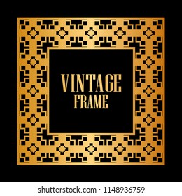 Art deco border and frame. Creative template in style of 1920s for your design. Vector illustration. Vintage retro invitation. EPS 10