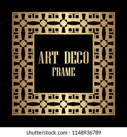 Art deco border and frame. Creative template in style of 1920s for your design. Vector illustration. Vintage retro invitation. EPS 10