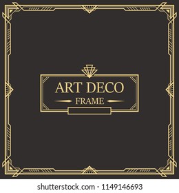 Art deco border and frame. Creative template in style of 1920s for your design. Vector illustration. EPS 10