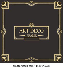 Art deco border and frame. Creative template in style of 1920s for your design. Vector illustration. EPS 10