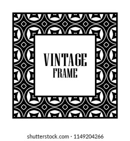 Art deco border and frame. Creative template in style of 1920s for your design. Vector illustration. Vintage retro invitation. EPS 10