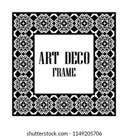 Art deco border and frame. Creative template in style of 1920s for your design. Vector illustration. Vintage retro invitation. EPS 10