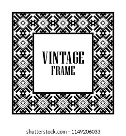 Art deco border and frame. Creative template in style of 1920s for your design. Vector illustration. Vintage retro invitation. EPS 10