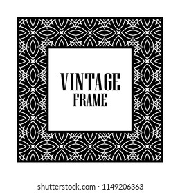 Art deco border and frame. Creative template in style of 1920s for your design. Vector illustration. Vintage retro invitation. EPS 10