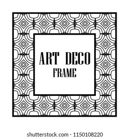 Art deco border and frame. Creative template in style of 1920s for your design. Vector illustration. Vintage retro invitation. EPS 10