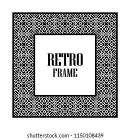 Art deco border and frame. Creative template in style of 1920s for your design. Vector illustration. Vintage retro invitation. EPS 10