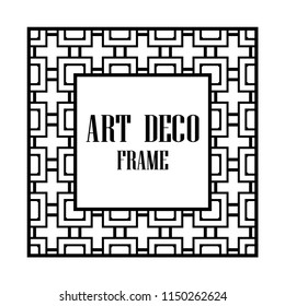 Art deco border and frame. Creative template in style of 1920s for your design. Vector illustration. Vintage retro invitation. EPS 10
