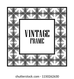 Art deco border and frame. Creative template in style of 1920s for your design. Vector illustration. Vintage retro invitation. EPS 10