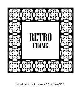 Art deco border and frame. Creative template in style of 1920s for your design. Vector illustration. Vintage retro invitation. EPS 10