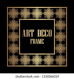 Art deco border and frame. Creative template in style of 1920s for your design. Vector illustration. Vintage retro invitation. EPS 10