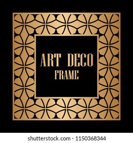 Art deco border and frame. Creative template in style of 1920s for your design. Vector illustration. Vintage retro invitation. EPS 10