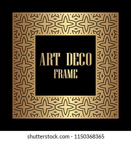 Art deco border and frame. Creative template in style of 1920s for your design. Vector illustration. Vintage retro invitation. EPS 10